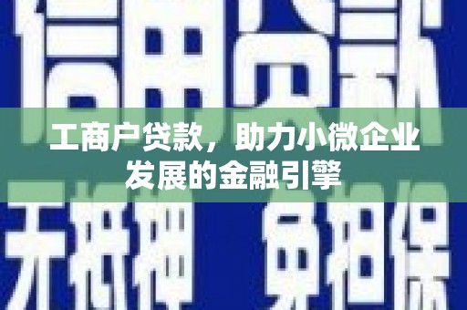 丰宁工商户贷款，助力小微企业发展的金融引擎