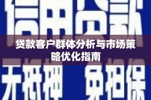 丰宁贷款客户群体分析与市场策略优化指南