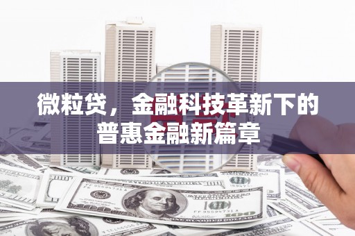 丰宁微粒贷，金融科技革新下的普惠金融新篇章