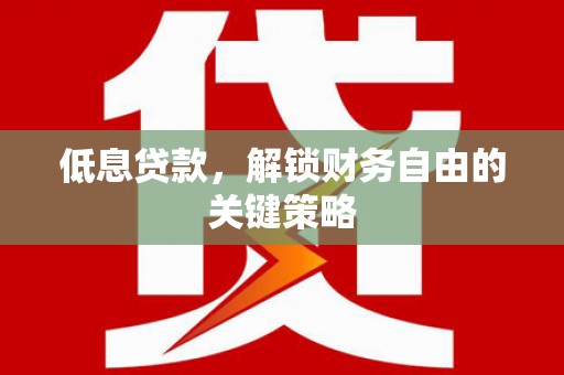 丰宁低息贷款，解锁财务自由的关键策略
