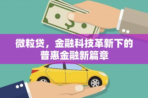 丰宁微粒贷，金融科技革新下的普惠金融新篇章
